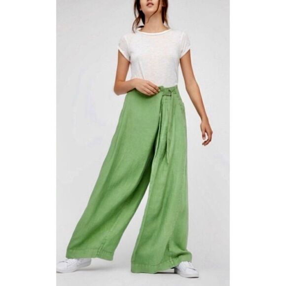Free People Pants - ❗️Final Price❗️Free People Linen Wide Leg Pants size 12 Green